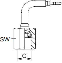 90° Pressure gauge fitting with O-ring